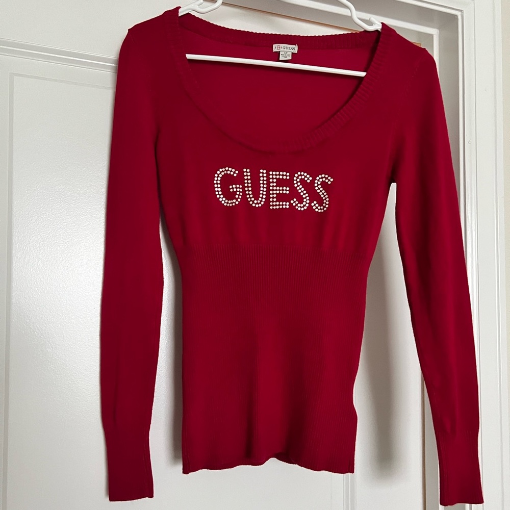 Hot pink. Long sleeves. Guess shirt. Like new condition